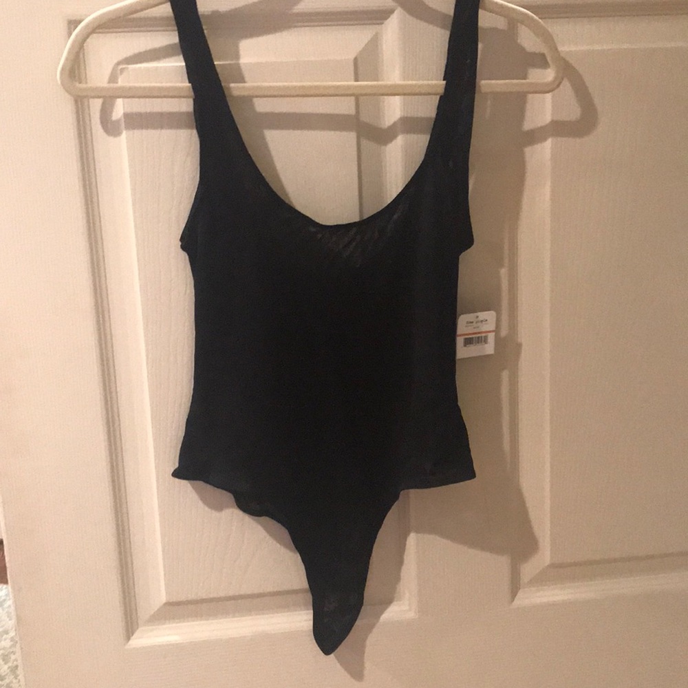 NWT Free People sheer black bodysuit
